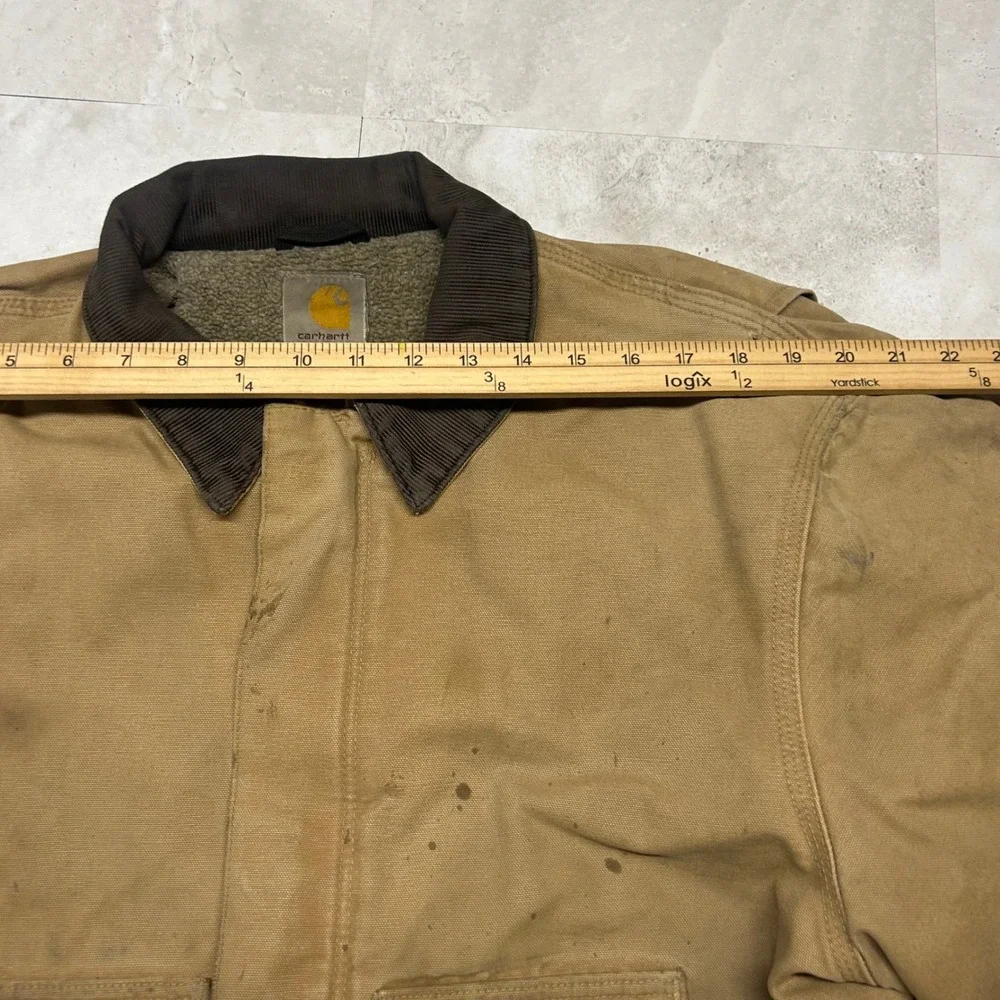 Carhartt J184 CML Arctic Sandstone Duck Jacket Brown Mens Large Distressed Work
